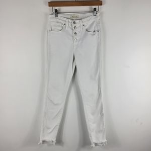 Madewell 10 in High Rise Skinny Button Fly Raw Hem Step Hem Jeans